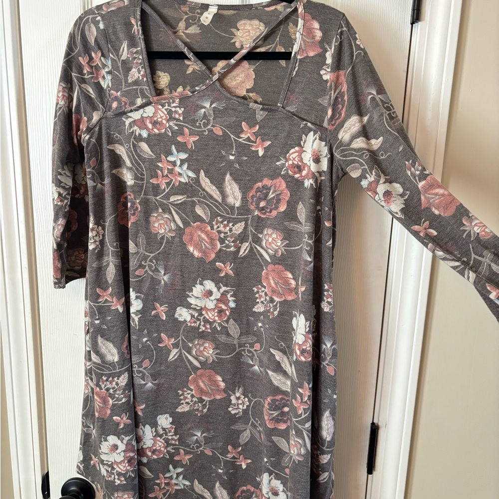 Floral Gray and Pink Dress